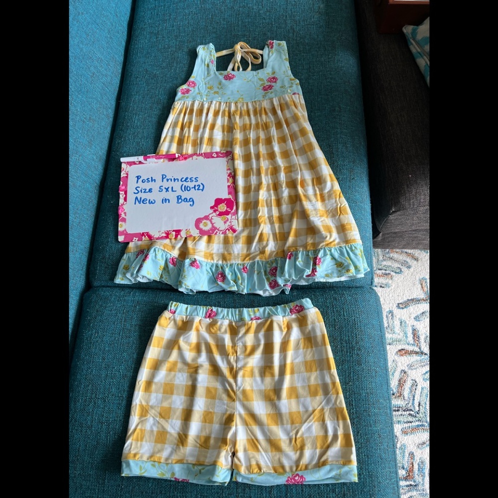 Posh Princess 👸 Yellow Gingham Tunic Set